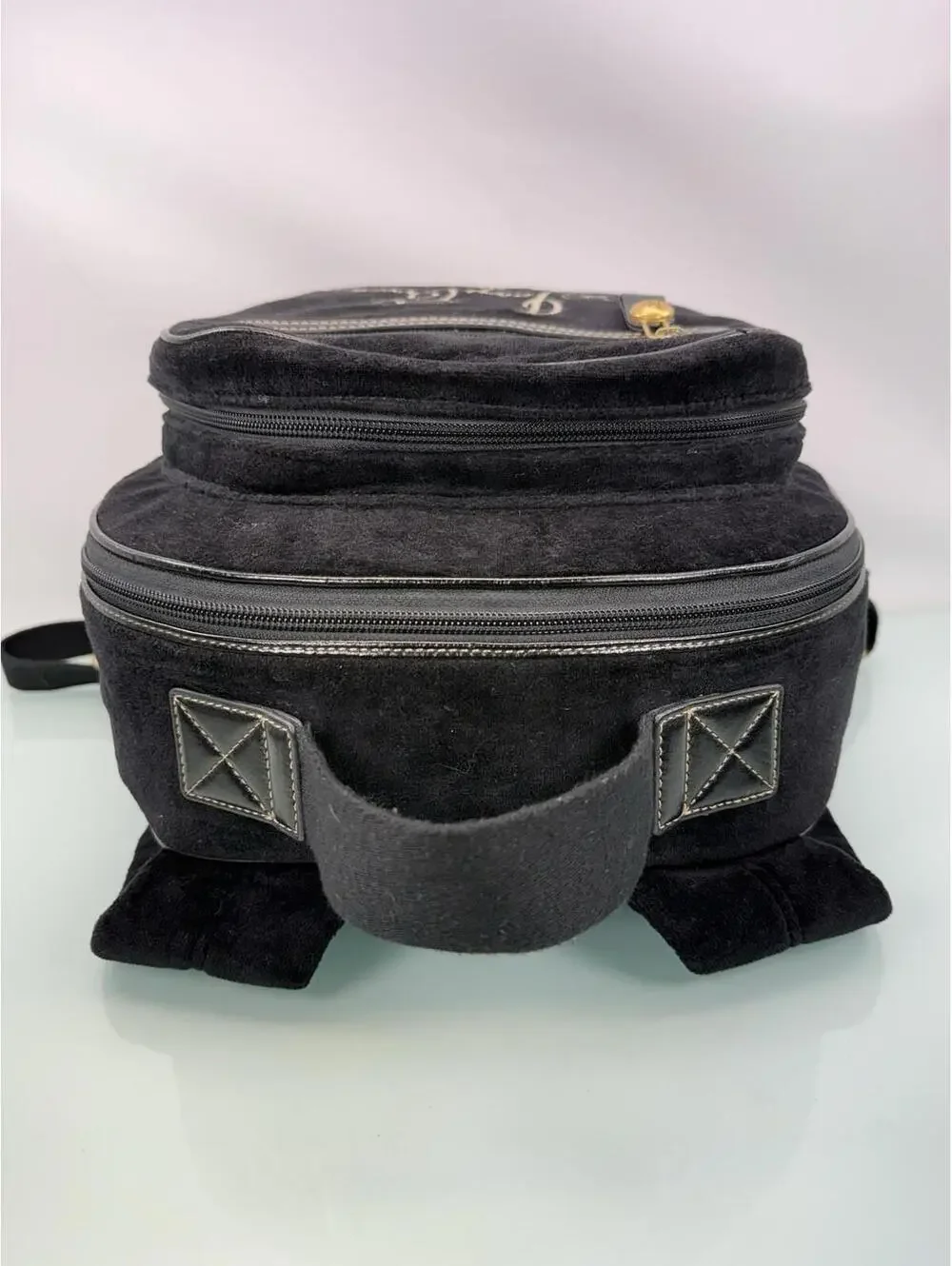 Juicy Couture Velour Backpack Black Crown Crest Y2K Vintage Bag Book Bag